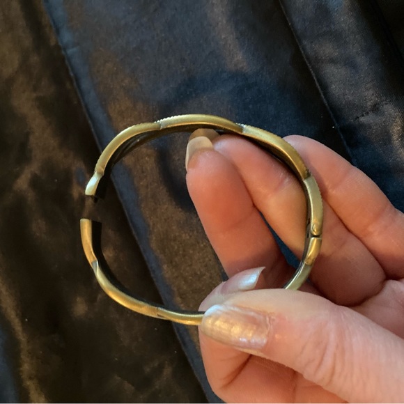 Burnished bronze CZ hinged bracelet - Picture 7 of 8